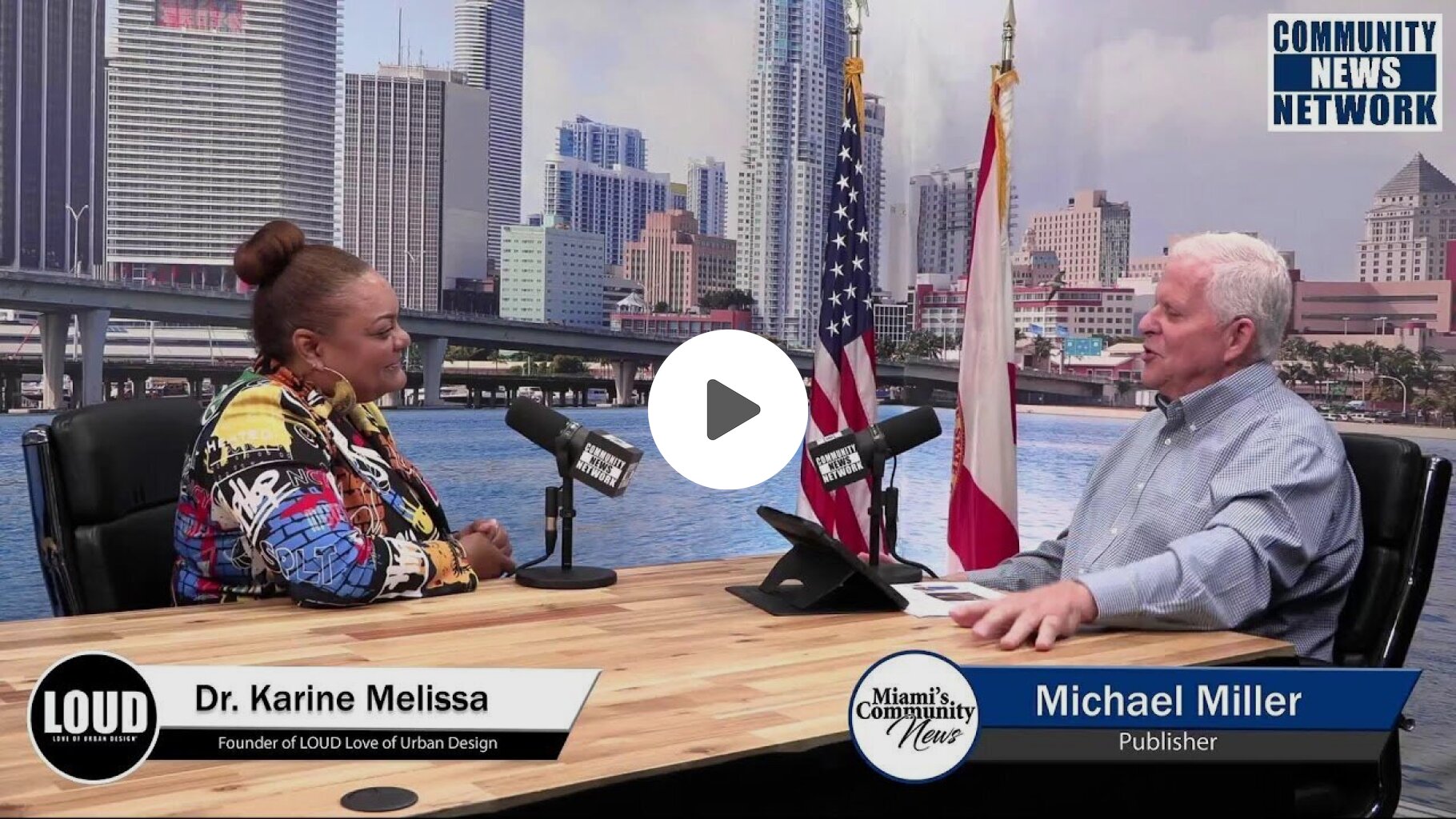 Host Michael Miller with Dr. Karine Melissa of the Women's Chamber of Commerce