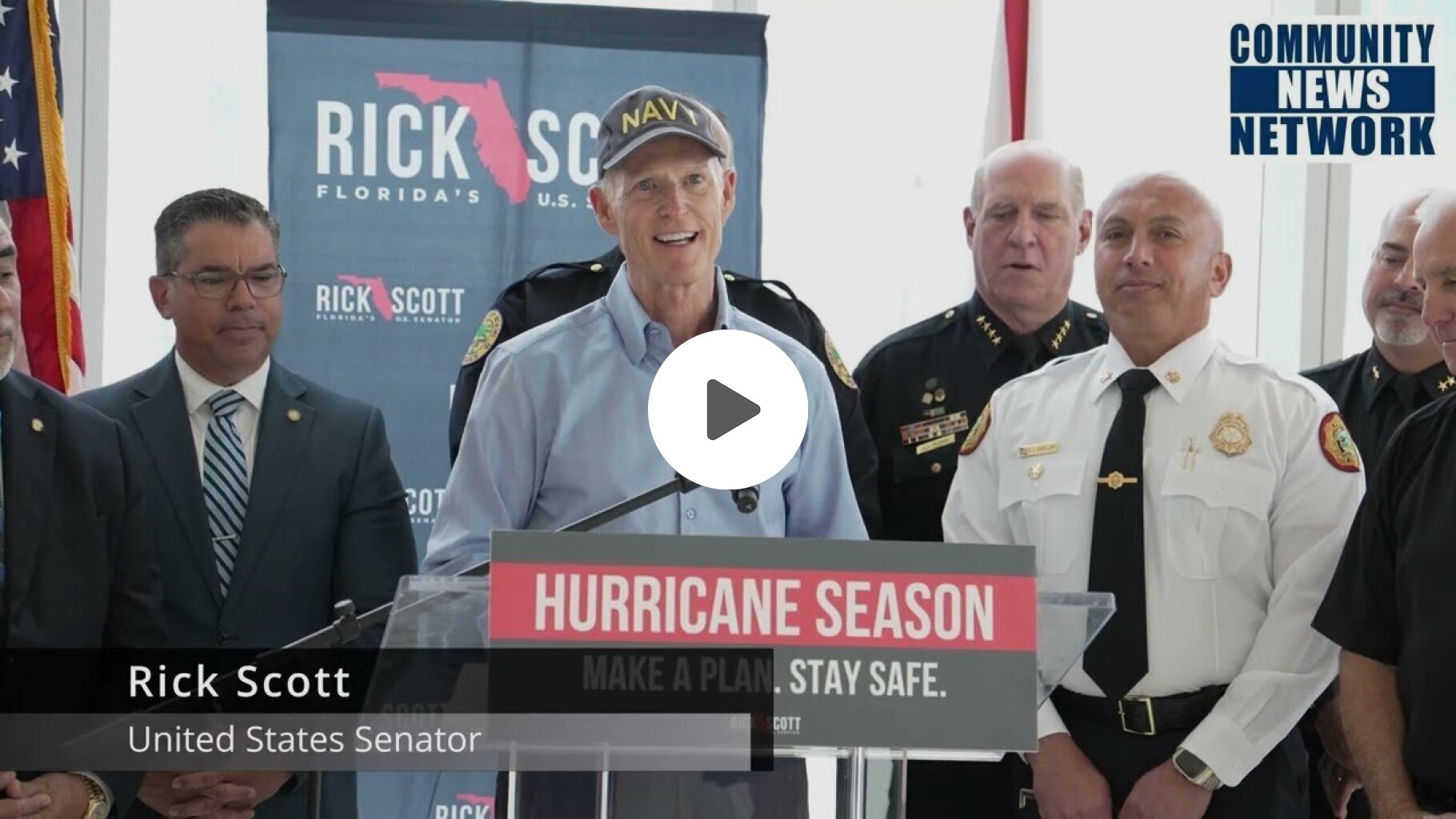 Grant Miller joins in preparing for hurricane season at the press conference with Senator Rick Scott